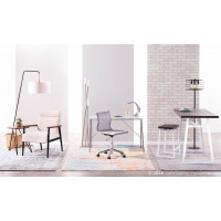 Lumisource CT-GEO VW+E Geo Industrial Counter Table in Vintage White Metal and Espresso Wood-Pressed Grain Bamboo 